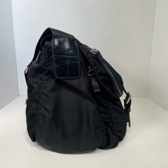 Prada Tessuto Vintage Nylon Saffiano Vela large Messenger Bag Black - Picture 12 of 15
